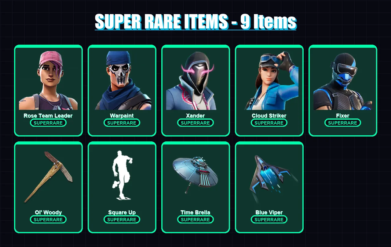 [PS4/PS5/XBOX/PC] | Rose Team Leader | Warpaint | Xander | Cloud Striker | Fixer | 101 skin | 122 pickaxe | 83 emote | 105 glider | Lv1322 — Fortnite account