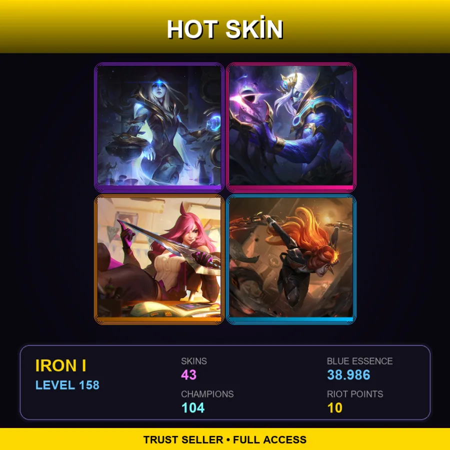 BR | Lv158 | Iron I | 43 Skin | 104 Champ — LoL account