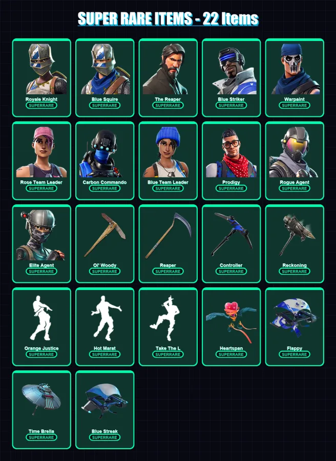 [PC/XBOX] | Royale Knight | Blue Squire | The Reaper | Blue Striker | Warpaint | 132 skin | 106 pickaxe | 106 emote | 104 glider | Lv1816