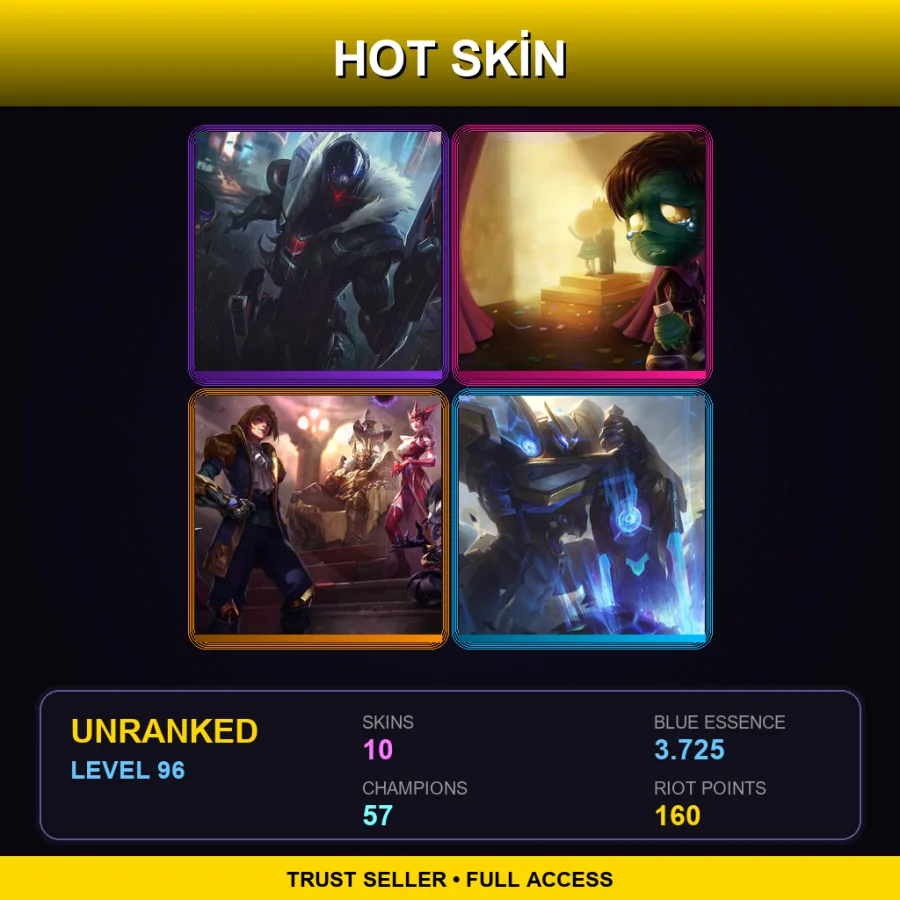 NA | Lv96 | Unranked | 10 Skin | 57 Champ