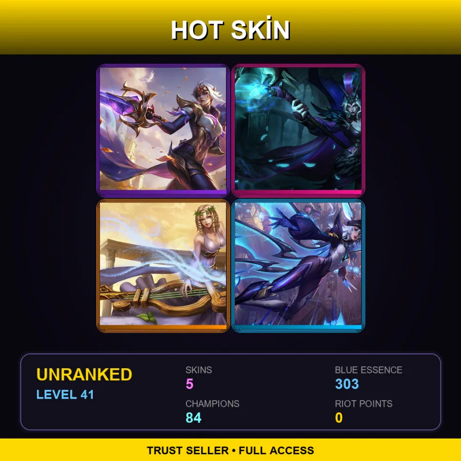 EUNE | Victorious Fiora | Ravenborn LeBlanc | Muse Sona | Battle Bat Xayah | 5 Skin | 84 Champ | Lv41