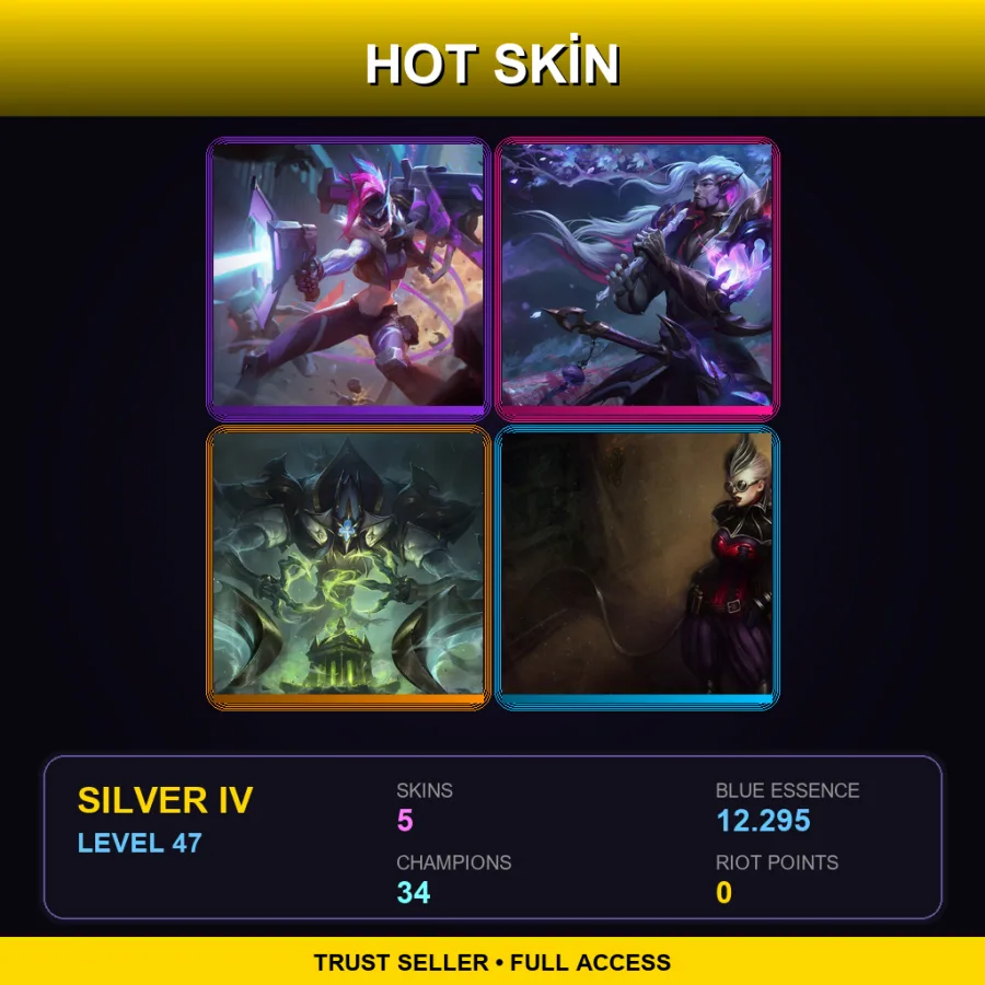 EUW | Lv47 | Silver IV | 5 Skin | 34 Champ