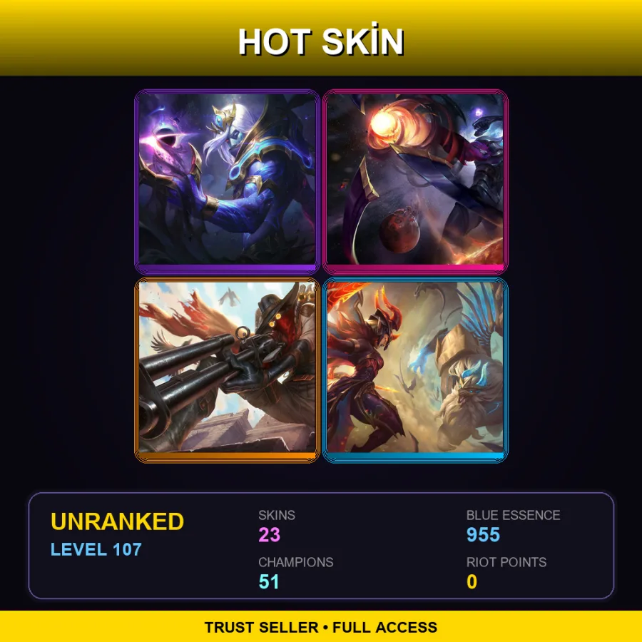 LAN | Lv107 | Unranked | 23 Skin | 51 Champ — LoL account