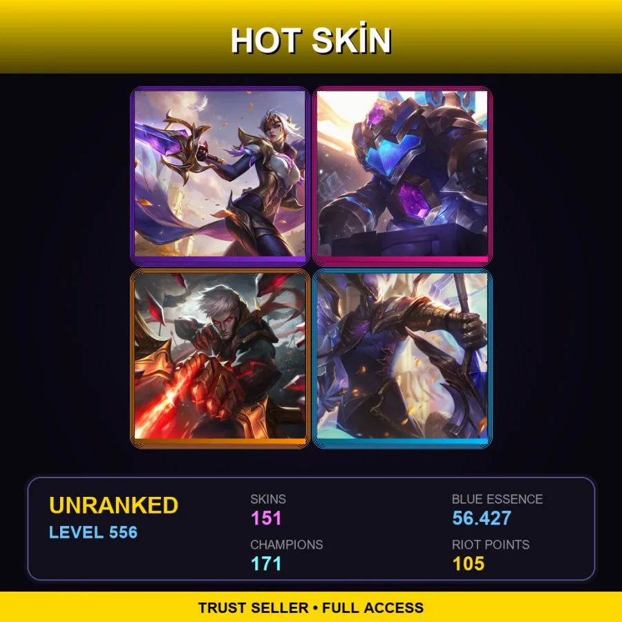 LAN | Lv556 | Unranked | 151 Skin | 171 Champ — LoL account