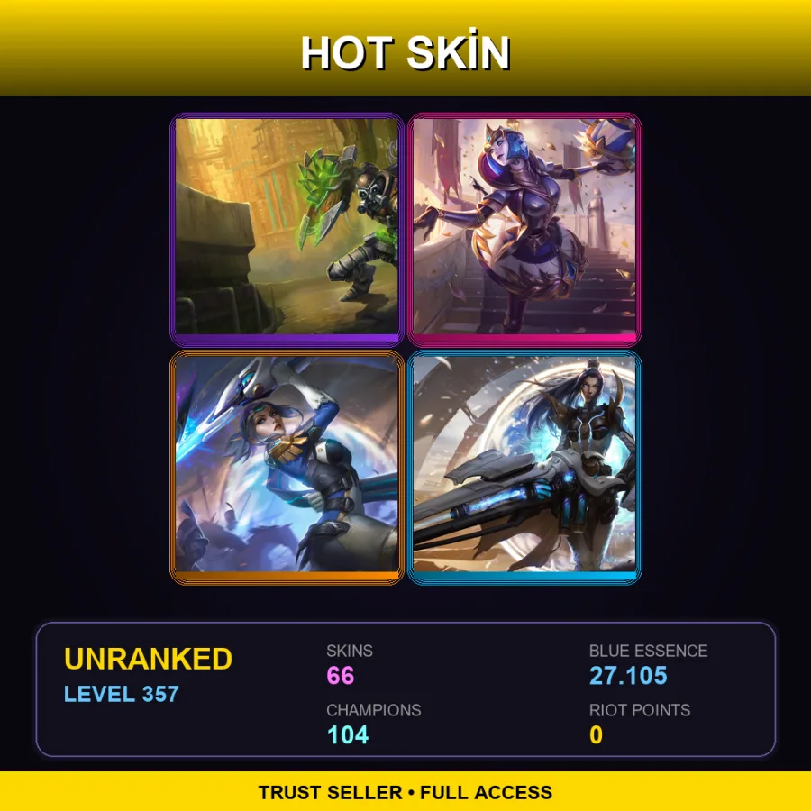 NA | Lv357 | Unranked | 66 Skin | 104 Champ