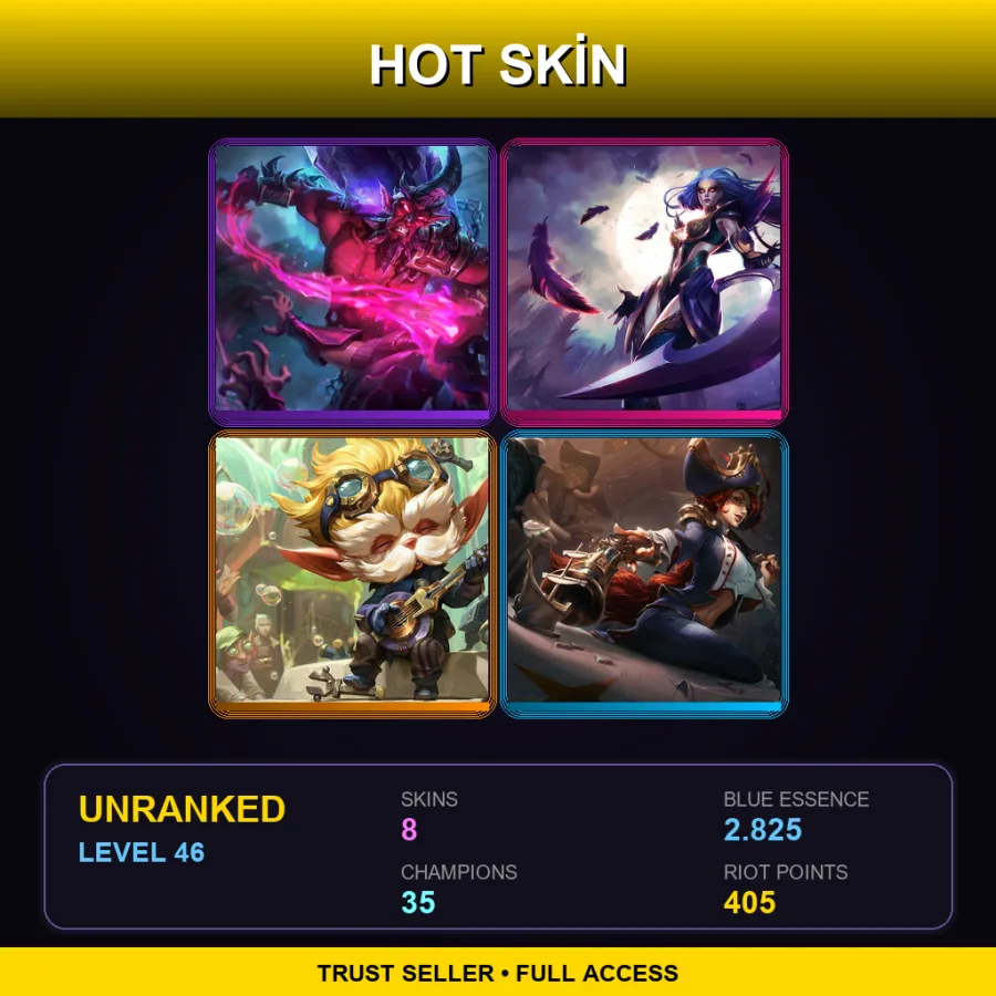 NA | Lv46 | Unranked | 8 Skin | 35 Champ — LoL account