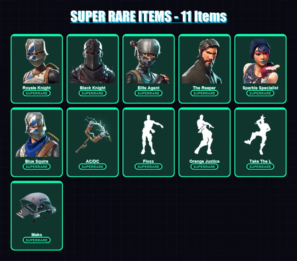 [PC/PSN] | Royale Knight | Black Knight | Elite Agent | The Reaper | Sparkle Specialist | 18 skin | 46 pickaxe | 37 emote | 56 glider | Lv845