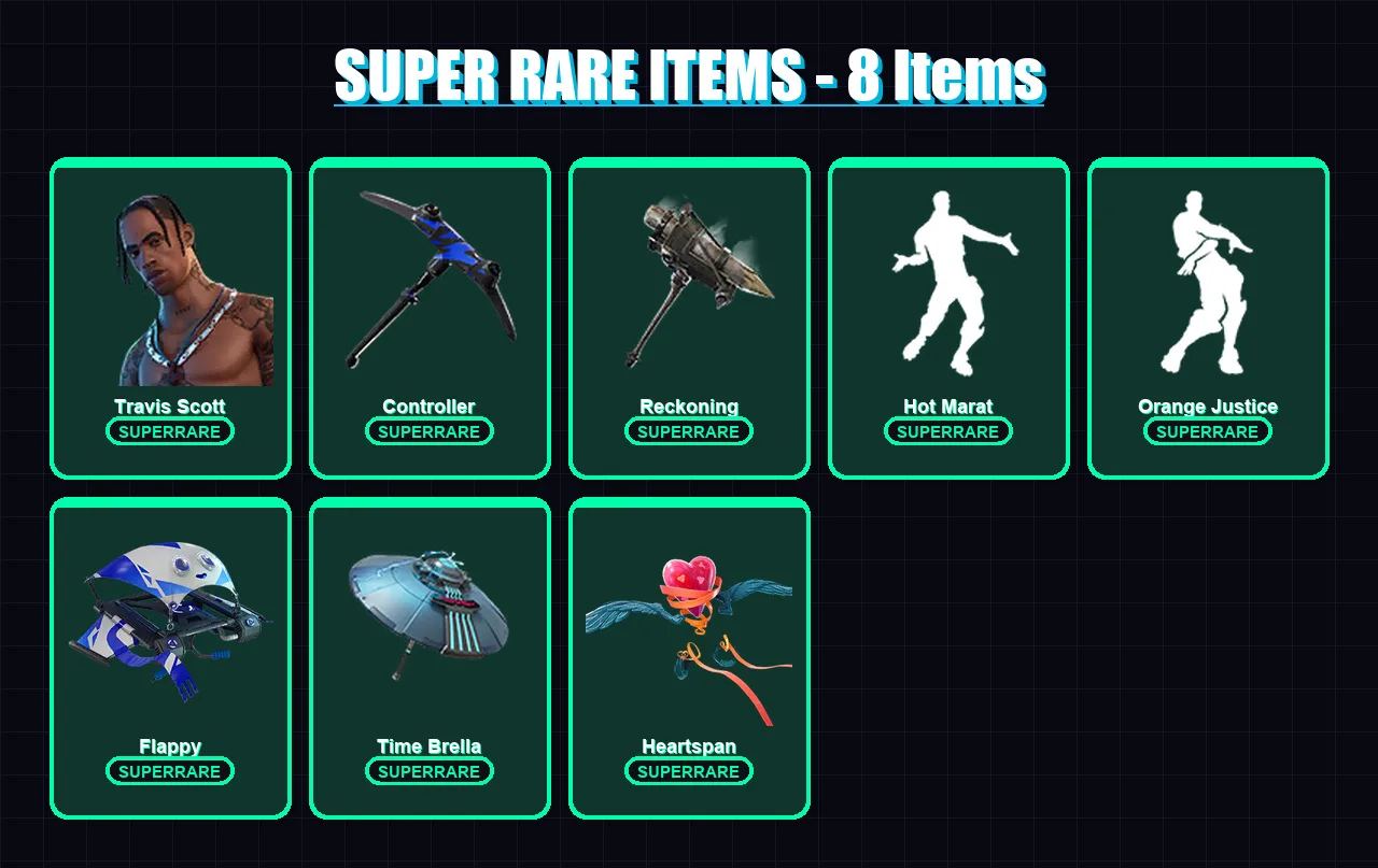 [PS4/PS5/XBOX/PC] | Travis Scott | Ruin | The Prisoner | Sentinel | Blackheart | 58 skin | 53 pickaxe | 72 emote | 63 glider | Lv776