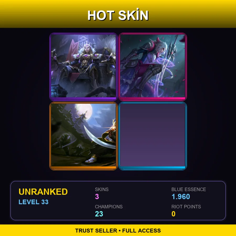 EUW | Lv33 | Unranked | 3 Skin | 23 Champ — Battle Queen Diana