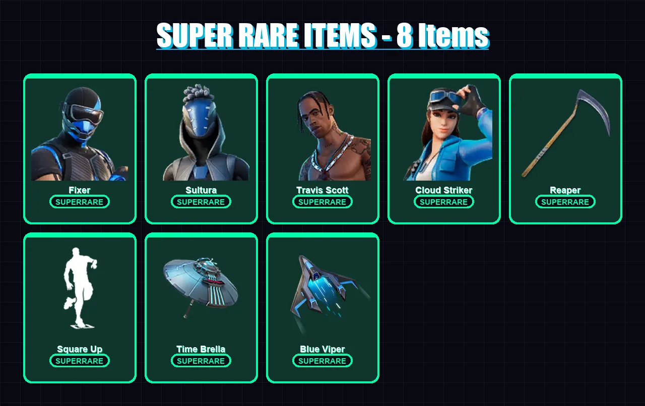 [PS4/PS5/XBOX/PC] | Fixer | Sultura | Travis Scott | Cloud Striker | Spectra Knight | 173 skin | 215 pickaxe | 173 emote | 174 glider | Lv3206