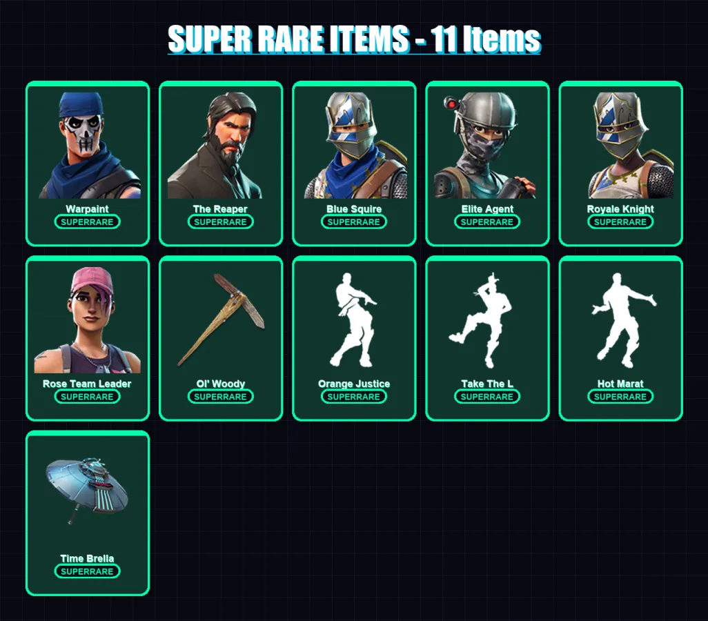 [PC/PSN] | Warpaint | The Reaper | Blue Squire | Elite Agent | Royale Knight | 69 skin | 56 pickaxe | 70 emote | 59 glider | Lv746