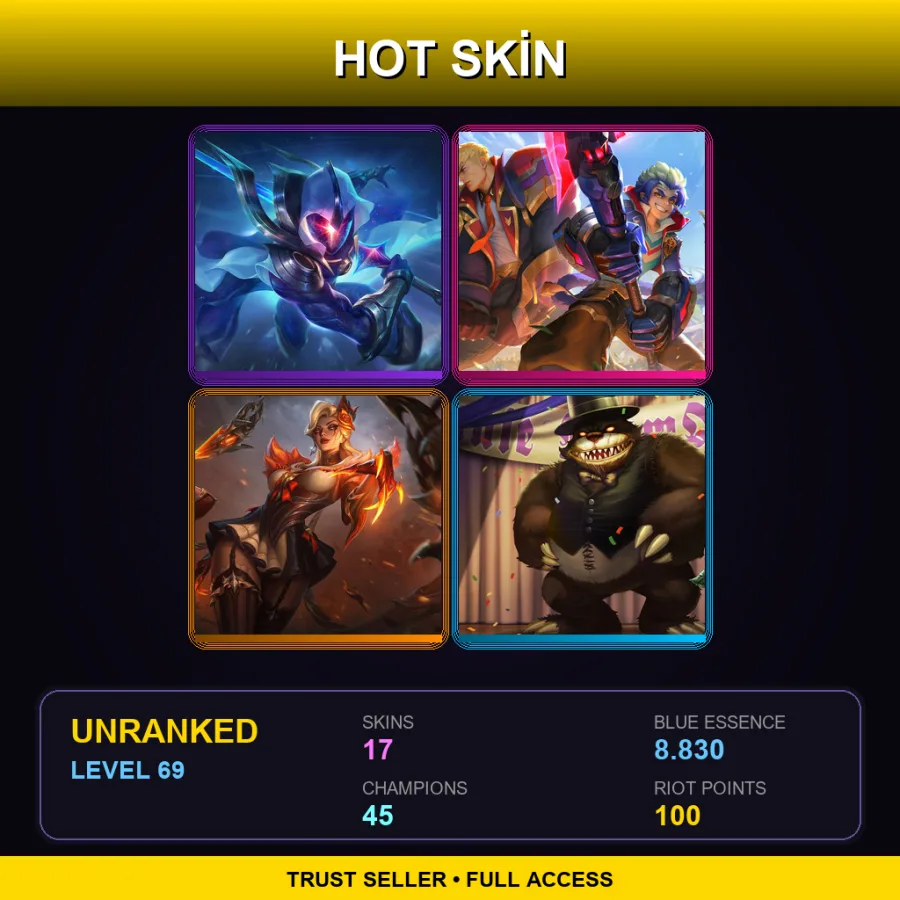 RU | Lv69 | Unranked | 17 Skin | 45 Champ — LoL account