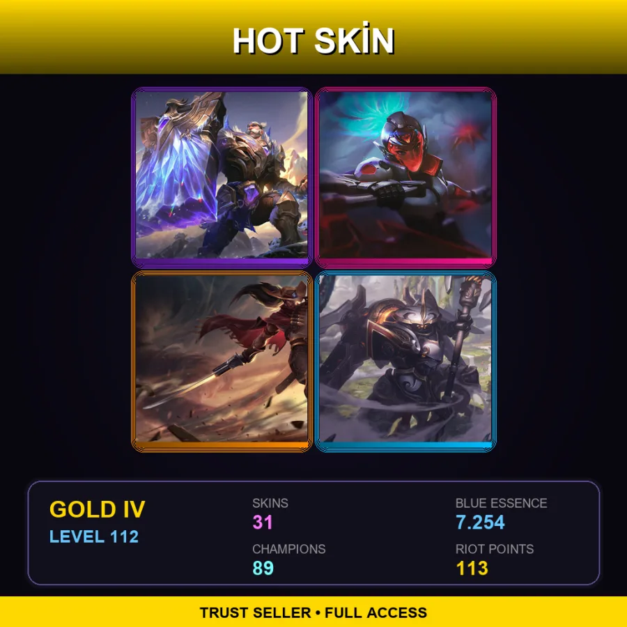 EUNE | Lv112 | Gold IV | 31 Skin | 89 Champ