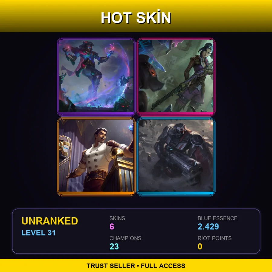 EUNE | Lv31 | Unranked | 6 Skin | 23 Champ — LoL account