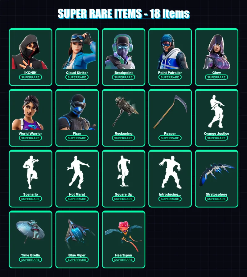 [PS4/PS5/XBOX/PC] | IKONIK | Cloud Striker | Breakpoint | Point Patroller | Glow | 114 skin | 92 pickaxe | 86 emote | 108 glider | Lv1388 — Fortnite account