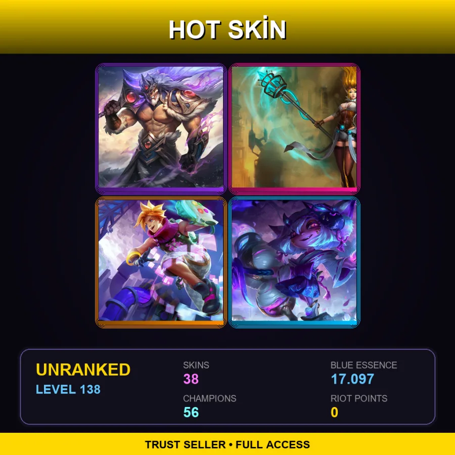 LAN | Lv138 | Unranked | 38 Skin | 56 Champ — Orbeeanna