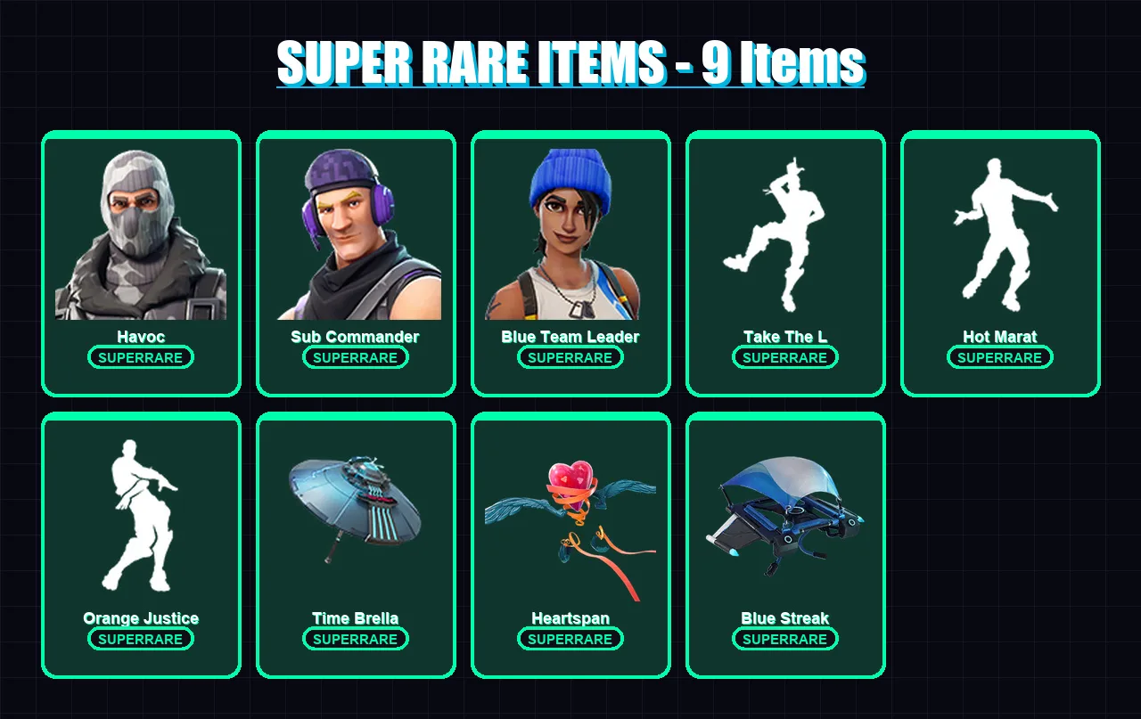 [PC/XBOX] | Havoc | Sub Commander | Blue Team Leader | Hybrid | Blackheart | 26 skin | 53 pickaxe | 73 emote | 70 glider | Lv1309