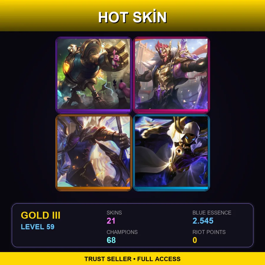 BR | Lv59 | Gold III | 21 Skin | 68 Champ