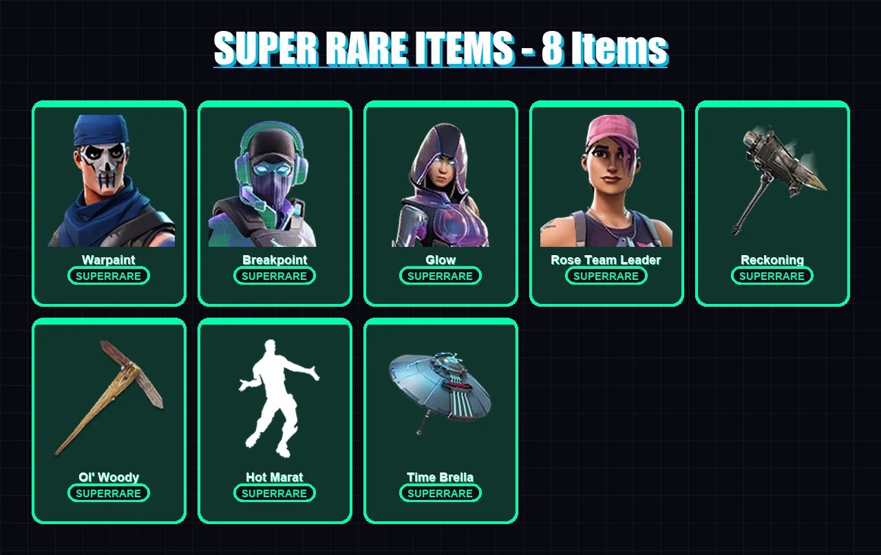 [PC/XBOX/PSN] | Warpaint | Breakpoint | Glow | Rose Team Leader | Luxe | 152 skin | 196 pickaxe | 152 emote | 165 glider | Lv2084