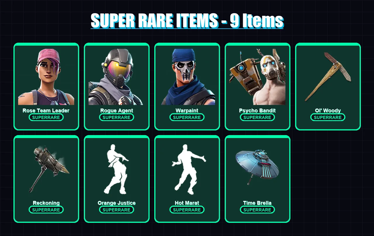 [PC/XBOX/PSN] | Rose Team Leader | Rogue Agent | Warpaint | Psycho Bandit | Zenith | 66 skin | 59 pickaxe | 47 emote | 60 glider | Lv647