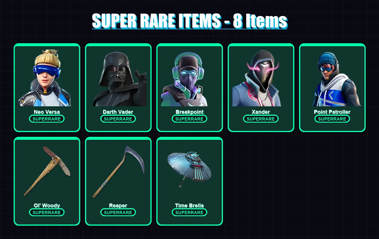 [PC/XBOX] | Neo Versa | Darth Vader | Breakpoint | Xander | Point Patroller | 123 skin | 170 pickaxe | 120 emote | 140 glider | Lv2732