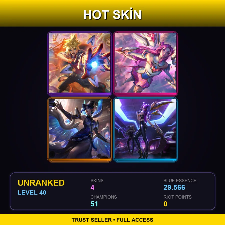 LAN | Lv40 | Unranked | 4 Skin | 51 Champ — LoL account