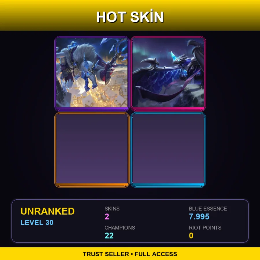 RU | Lv30 | Unranked | 2 Skin | 22 Champ
