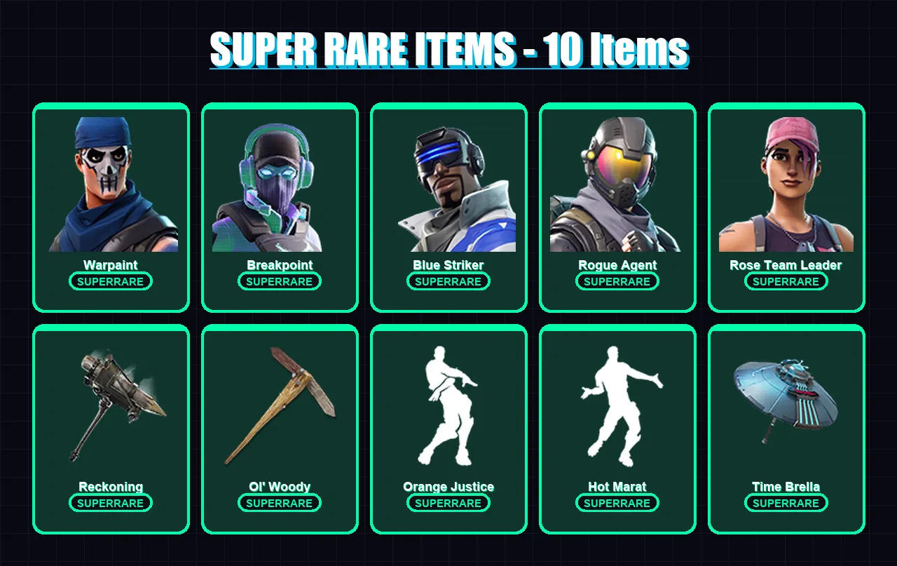 [PS4/PS5/XBOX/PC] | Warpaint | Breakpoint | Blue Striker | Rogue Agent | Rose Team Leader | 72 skin | 146 pickaxe | 102 emote | 123 glider | Lv2600