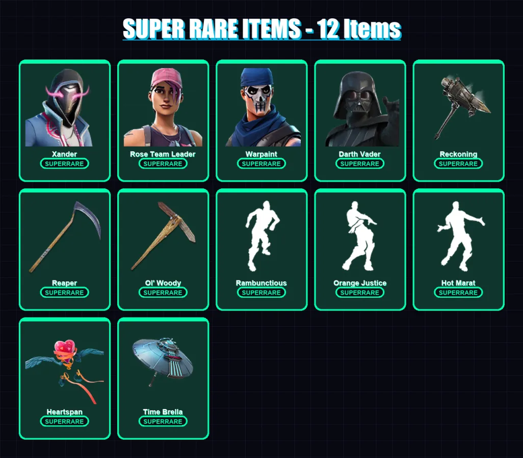 [PC/PSN] | Xander | Rose Team Leader | Warpaint | Darth Vader | Spectra Knight | 330 skin | 329 pickaxe | 287 emote | 264 glider | Lv4034 — Fortnite account