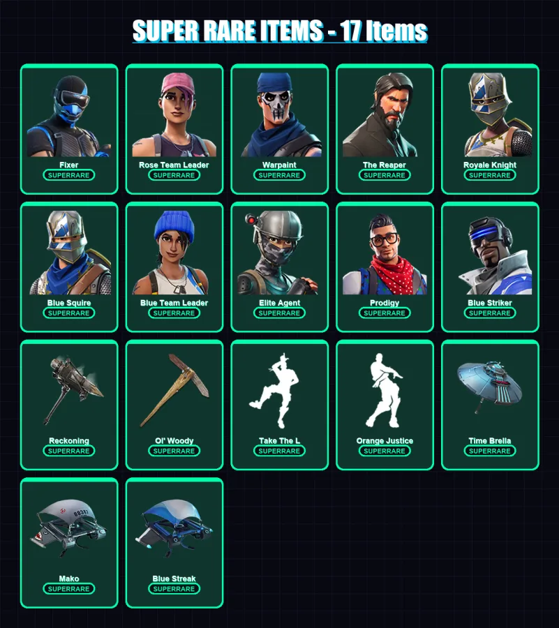 [PS4/PS5/XBOX/PC] | Fixer | Rose Team Leader | Warpaint | The Reaper | Royale Knight | 56 skin | 51 pickaxe | 47 emote | 56 glider | Lv776