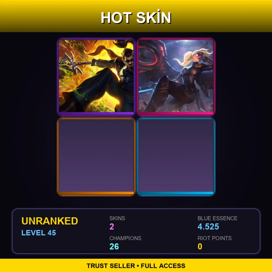 NA | Lv45 | Unranked | 2 Skin | 26 Champ — Unranked / Smurf League of Legends