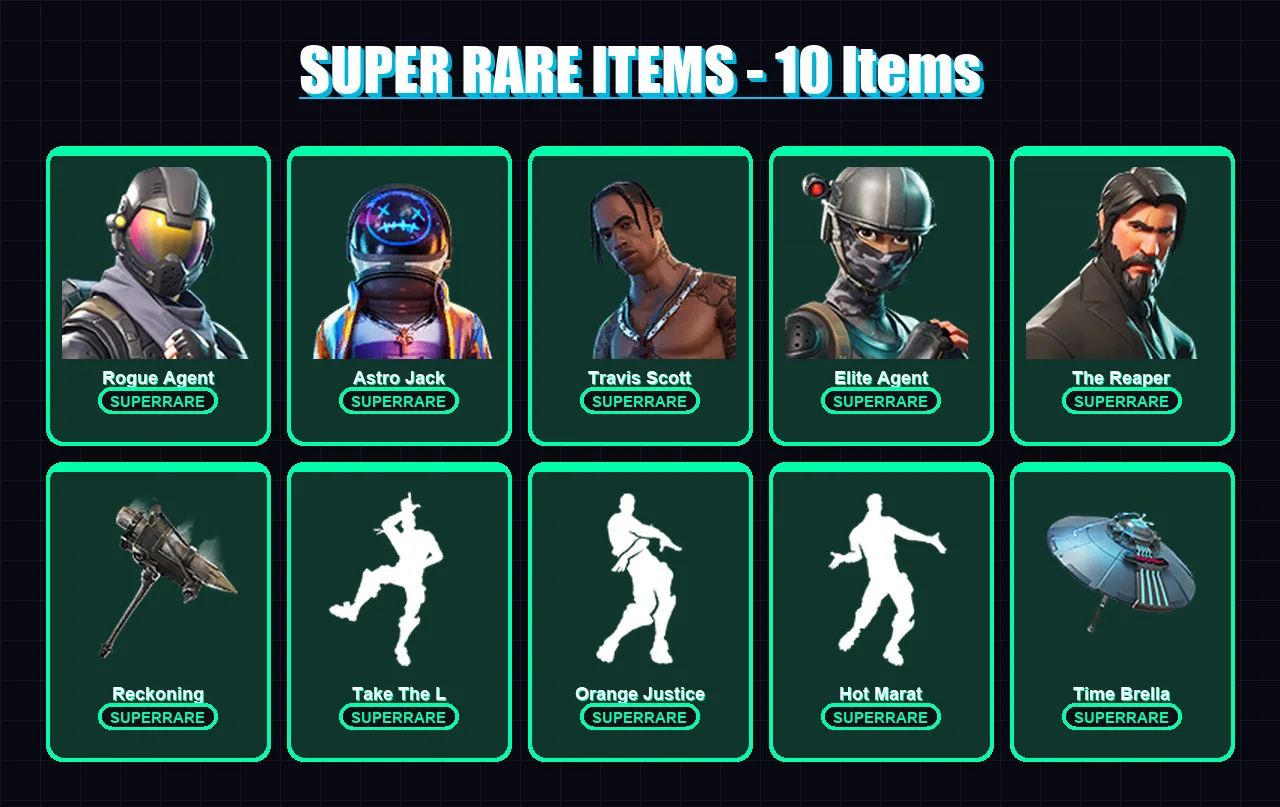 [PC/XBOX/PSN] | Rogue Agent | Astro Jack | Travis Scott | Elite Agent | The Reaper | 170 skin | 118 pickaxe | 126 emote | 106 glider | Lv1283