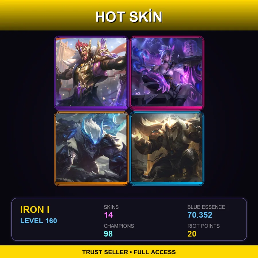 LAS | Lv160 | Iron I | 14 Skin | 98 Champ — Iron League of Legends