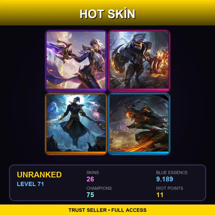 TR | Lv71 | Unranked | 26 Skin | 75 Champ — LoL account