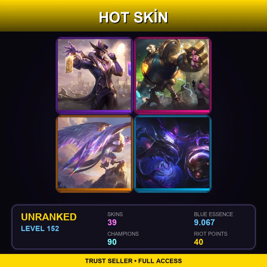LAN | Lv152 | Unranked | 39 Skin | 90 Champ — LoL account