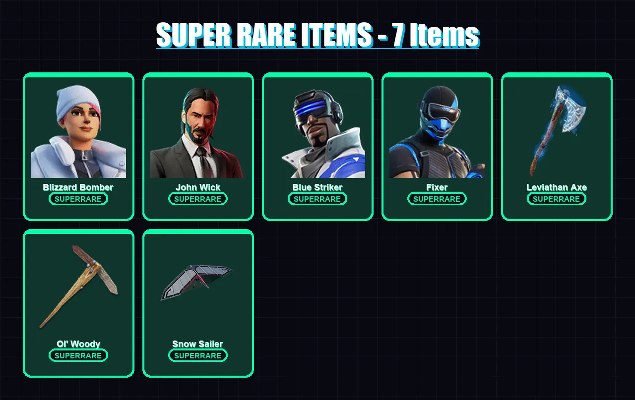 [PS4/PS5/XBOX/PC] | Blizzard Bomber | John Wick | Blue Striker | Fixer | Ronin | 87 skin | 124 pickaxe | 92 emote | 102 glider | Lv1627 — Fortnite account