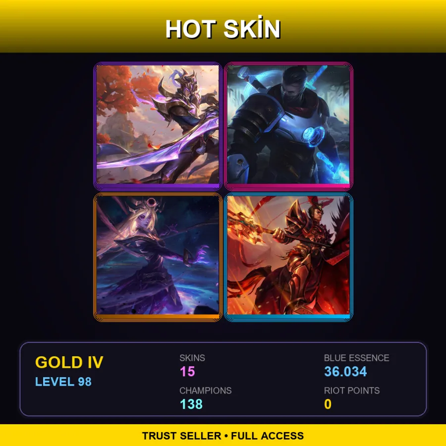 VN | Lv98 | Gold IV | 15 Skin | 138 Champ
