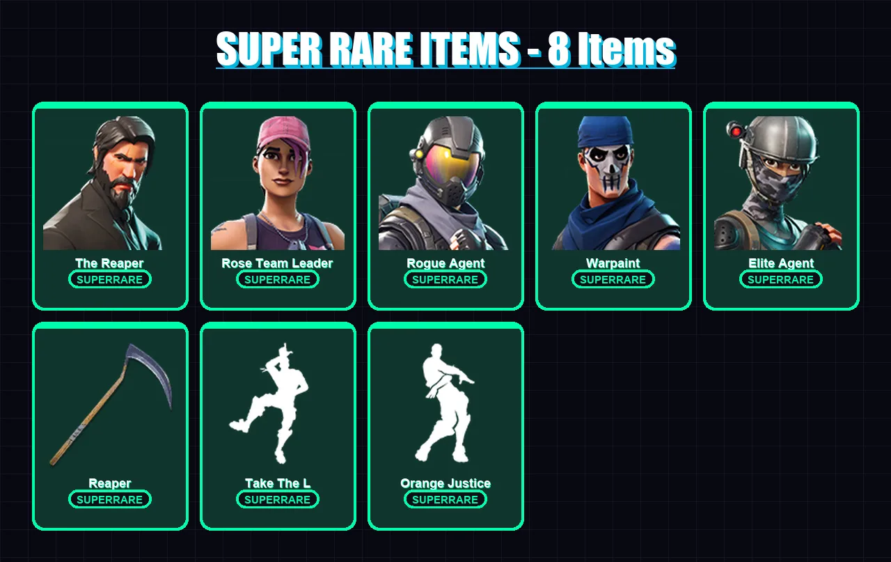 [PC/XBOX/PSN] | The Reaper | Rose Team Leader | Rogue Agent | OG Skull Trooper | Warpaint | 22 skin | 12 pickaxe | 28 emote | 17 glider | Lv267