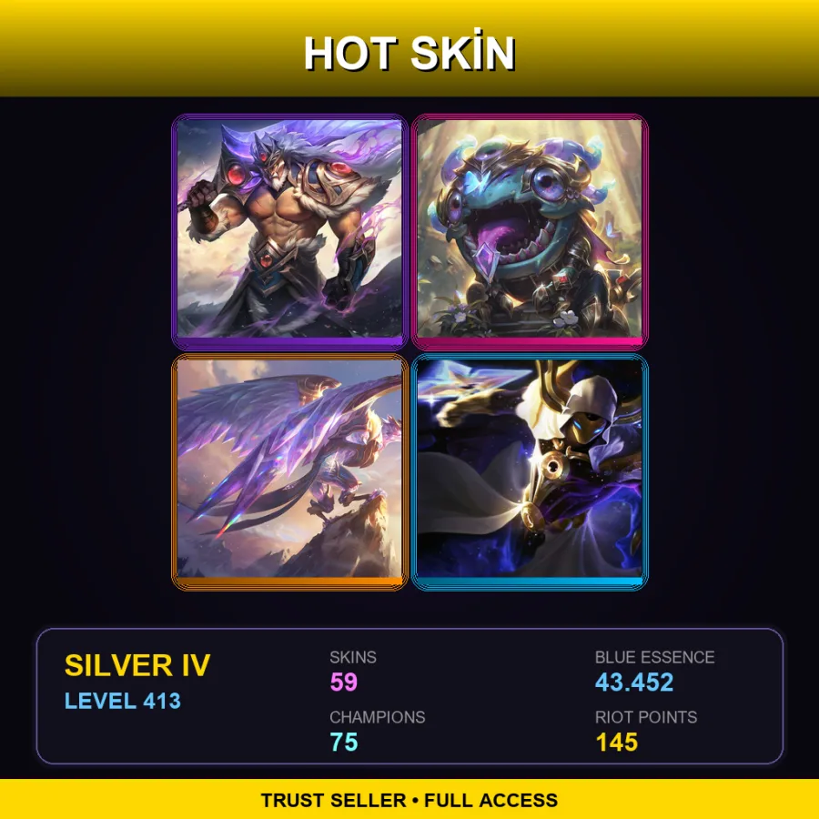 EUW | Lv413 | Silver IV | 59 Skin | 75 Champ