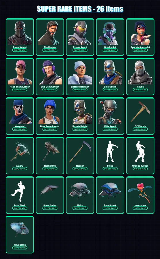 [PC/XBOX] | Black Knight | The Reaper | Rogue Agent | Breakpoint | Sparkle Specialist | 98 skin | 75 pickaxe | 74 emote | 85 glider | Lv1123 — Fortnite account