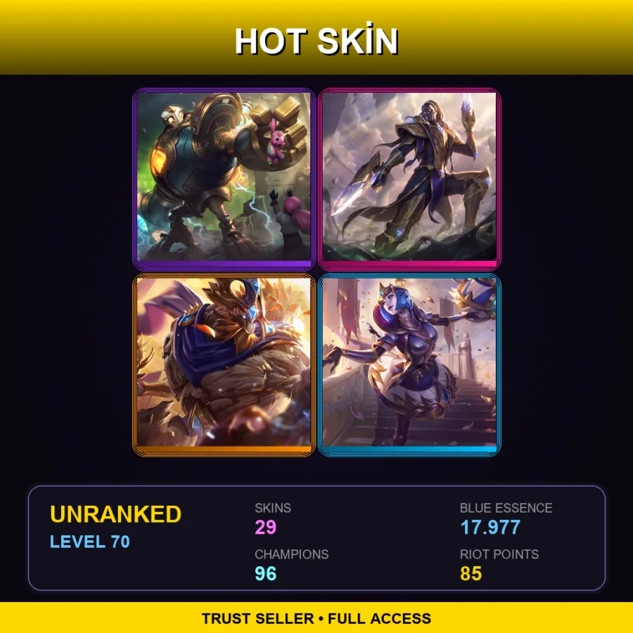 EUNE | Lv70 | Unranked | 29 Skin | 96 Champ — Challenger Ahri