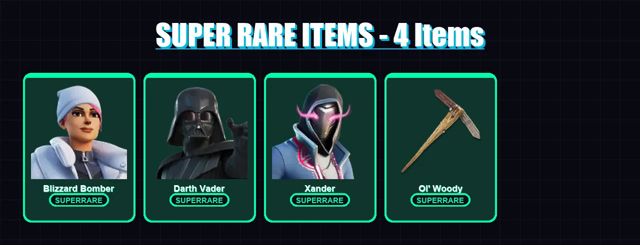 [PS4/PS5/XBOX/PC] | Blizzard Bomber | Darth Vader | Xander | The Imagined | The Origin | 92 skin | 135 pickaxe | 76 emote | 99 glider | Lv1598