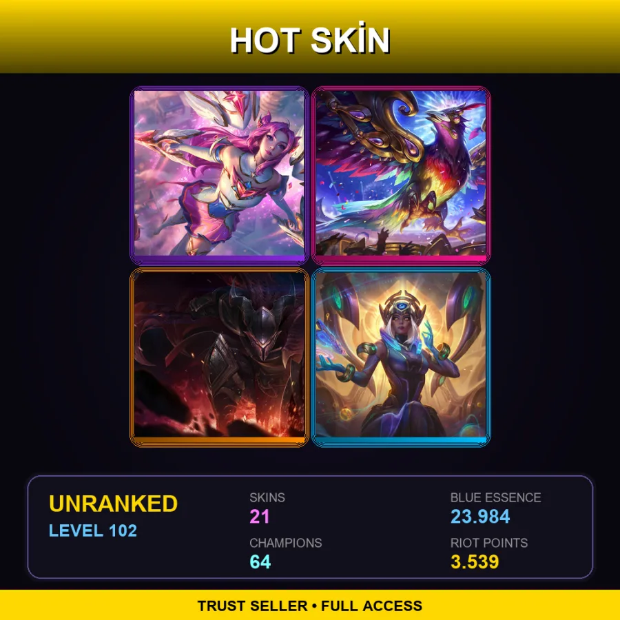 LAN | Star Guardian Kai'Sa | Festival Queen Anivia | Dragonslayer Pantheon | Odyssey Karma | 21 Skin | 64 Champ | Lv102