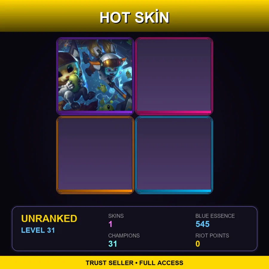 EUW | Lv31 | Unranked | 1 Skin | 31 Champ — LoL account