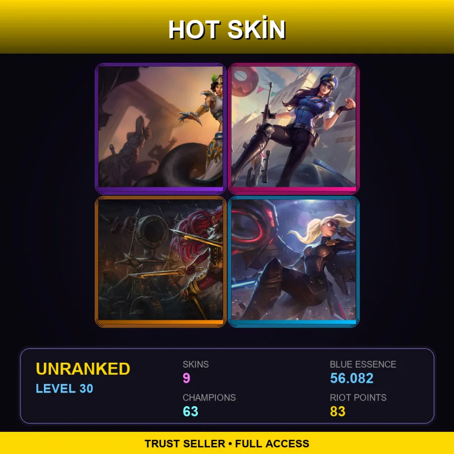 EUNE | Mythic Cassiopeia | Officer Caitlyn | High Command Katarina | Riot Kayle | 9 Skin | 63 Champ | Lv30