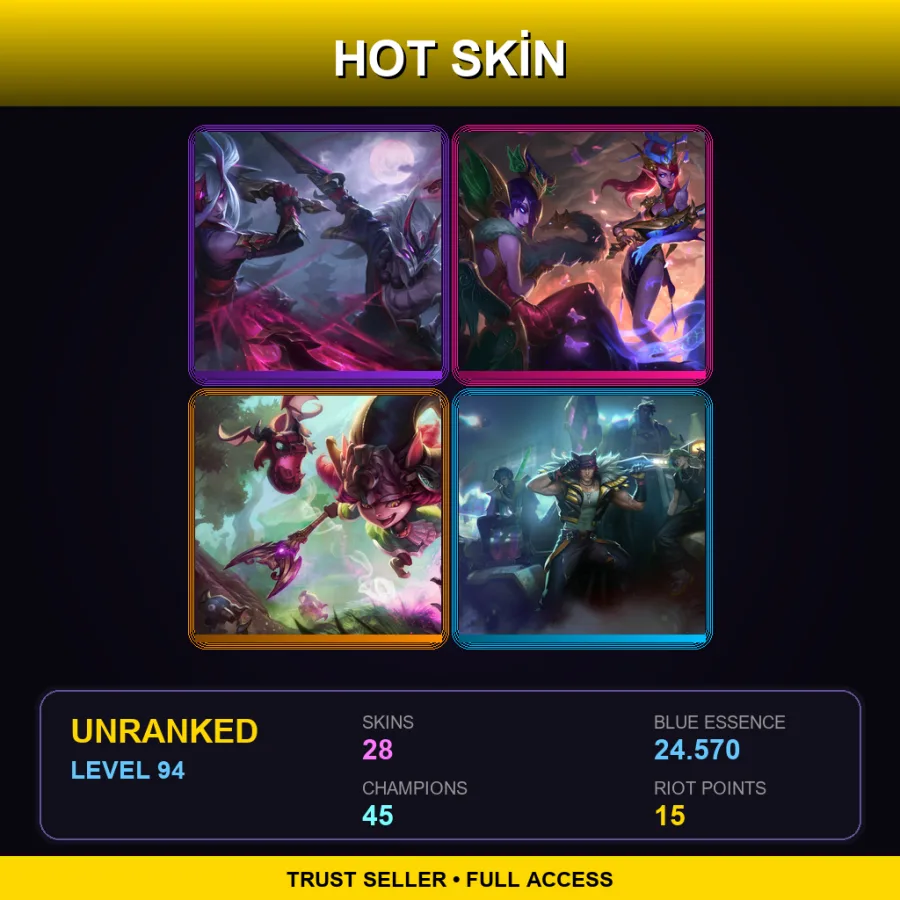 LAS | Lv94 | Unranked | 28 Skin | 45 Champ — Unranked / Smurf League of Legends