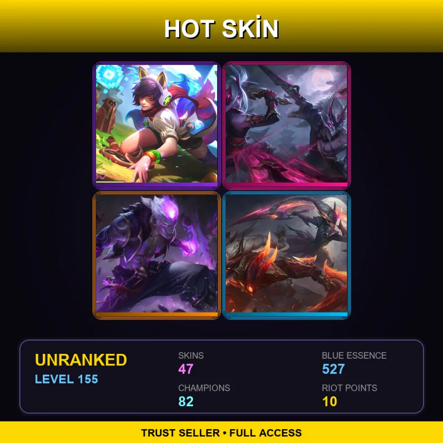 EUNE | Arcade Ahri | Blood Moon Master Yi | Eternal Dragon Brand | Dragonslayer Diana | 47 Skin | 82 Champ | Lv155