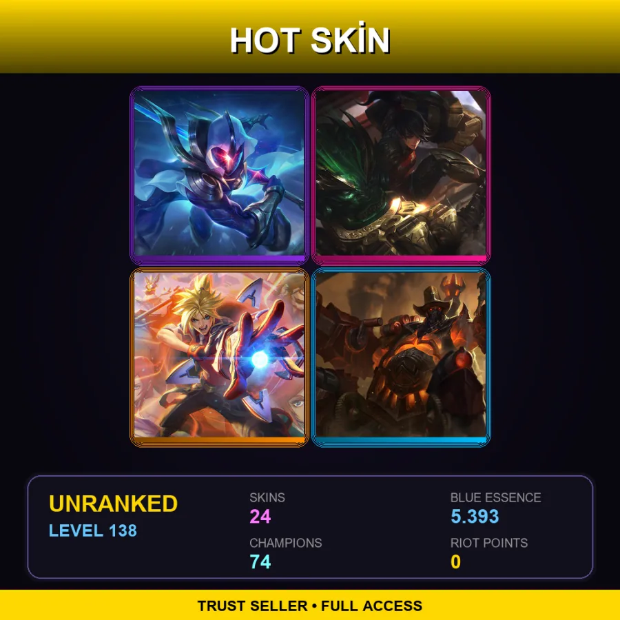 LAN | Lv138 | Unranked | 24 Skin | 74 Champ