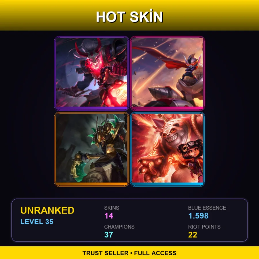 BR | Lv35 | Unranked | 14 Skin | 37 Champ — LoL account