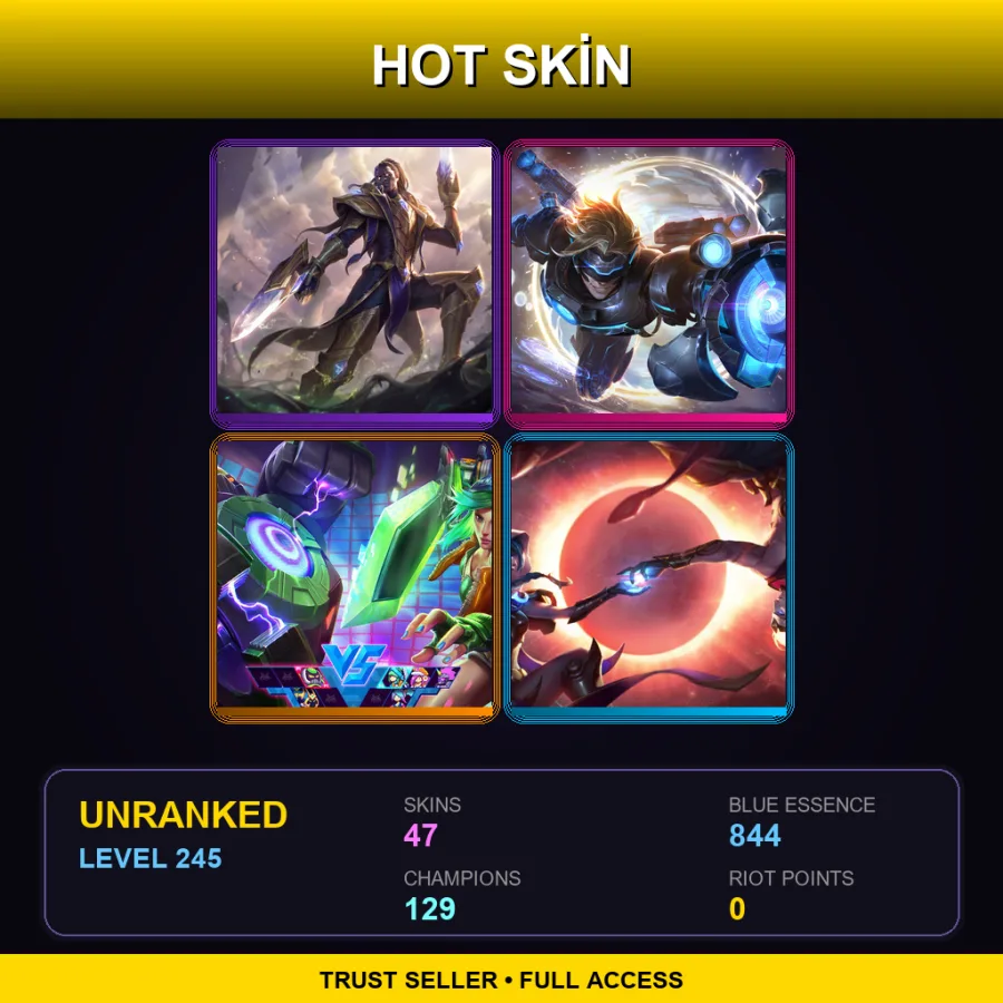 LAS | Lv245 | Unranked | 47 Skin | 129 Champ — LoL account